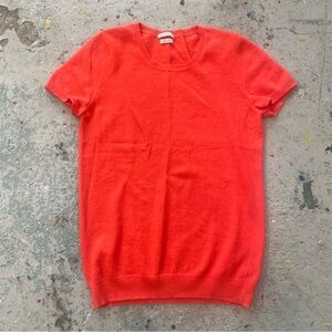 Benetton Red Angora Blend Short Sleeve Sweater Soft Italian Knit